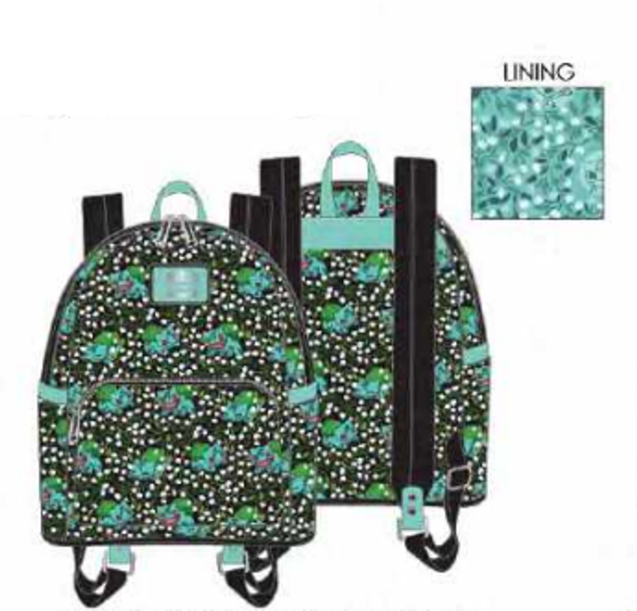 Loungefly Pokemon Bulbasaur All Over Print AOP Womens Double Strap Shoulder  Bag Purse