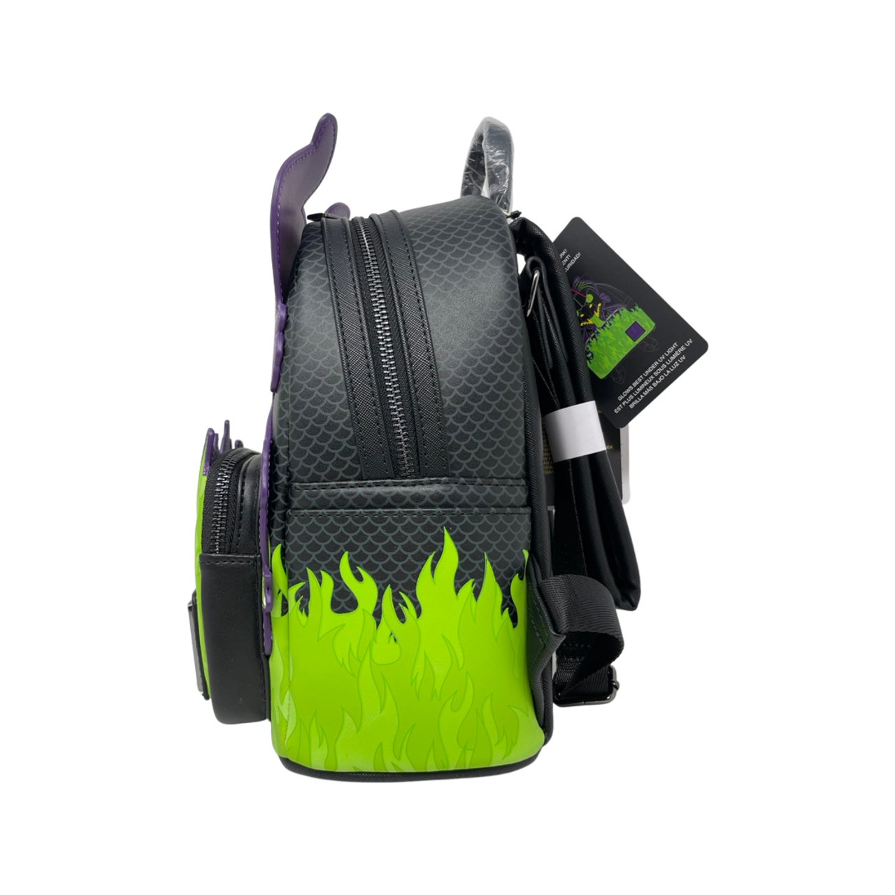 Loungefly Maleficent Dragon with Glow in the Dark Flames Mini Backpack NWT