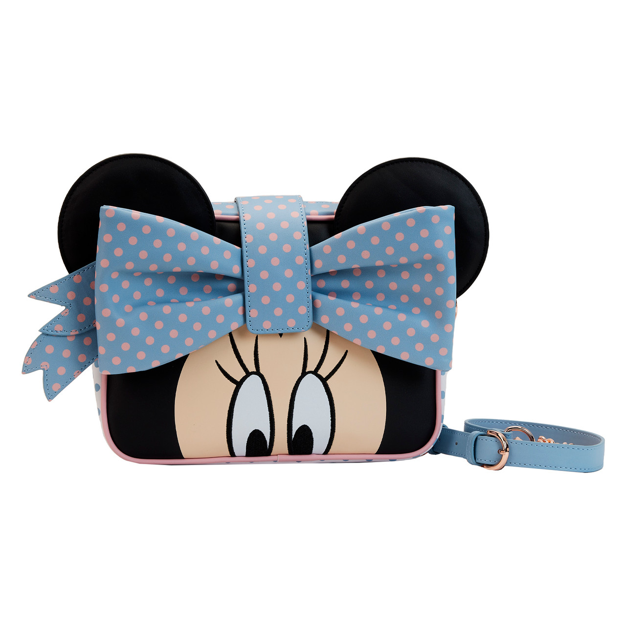 White Minnie & Mickey Pattern Crossbody Bag With Gold Chain Strap