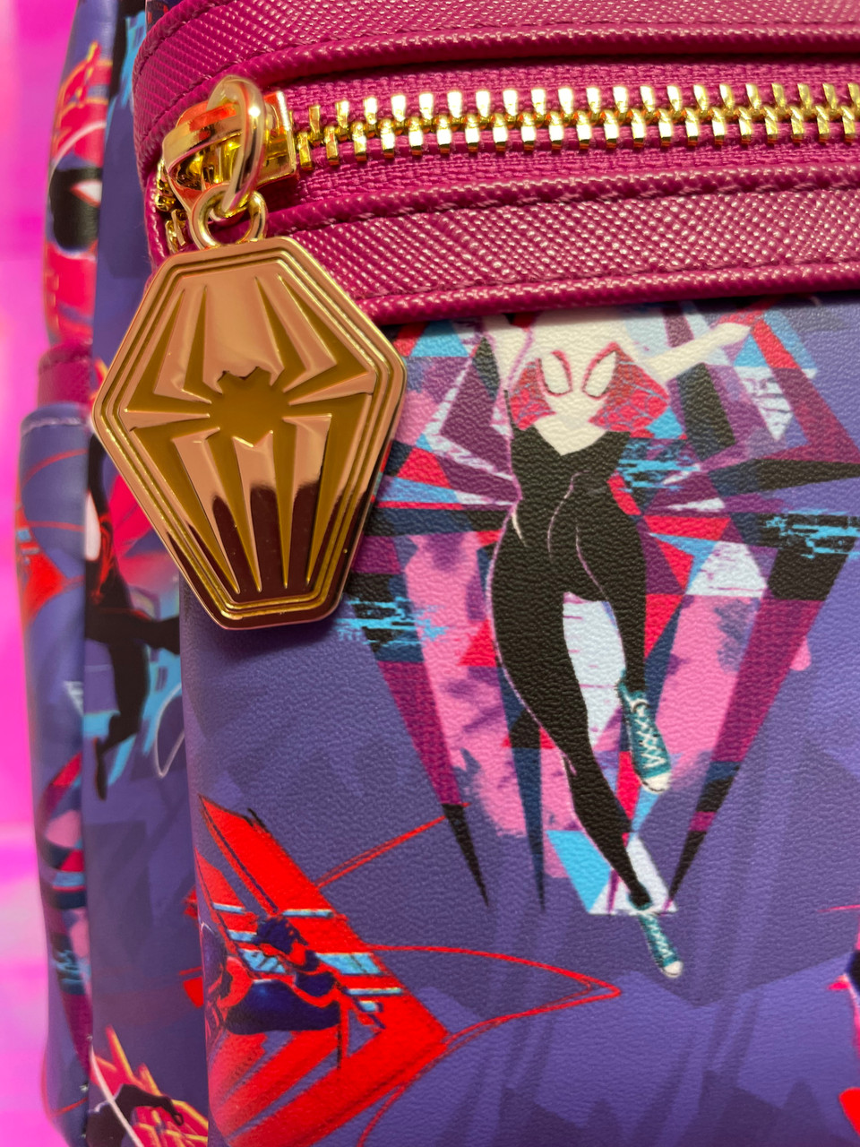 Loungefly Marvel Spider-Verse Pink AOP Exclusive Mini Backpack