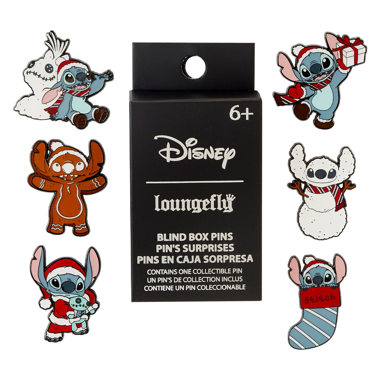 Loungefly Disney Stitch Holiday Blind Box Pin Set