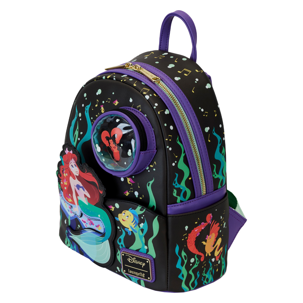 Loungefly Black Mermaid Mini Backpack Disney Loungefly Little Mermaid Mini Backpack Black Under  main image 3