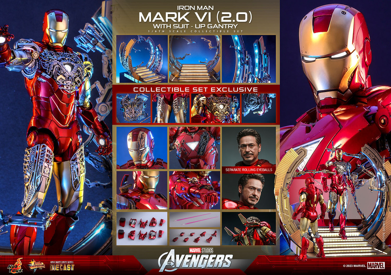 Iron Man Mark VI (2.0) with Suit-Up Gantry Sixth Scale Figure Set