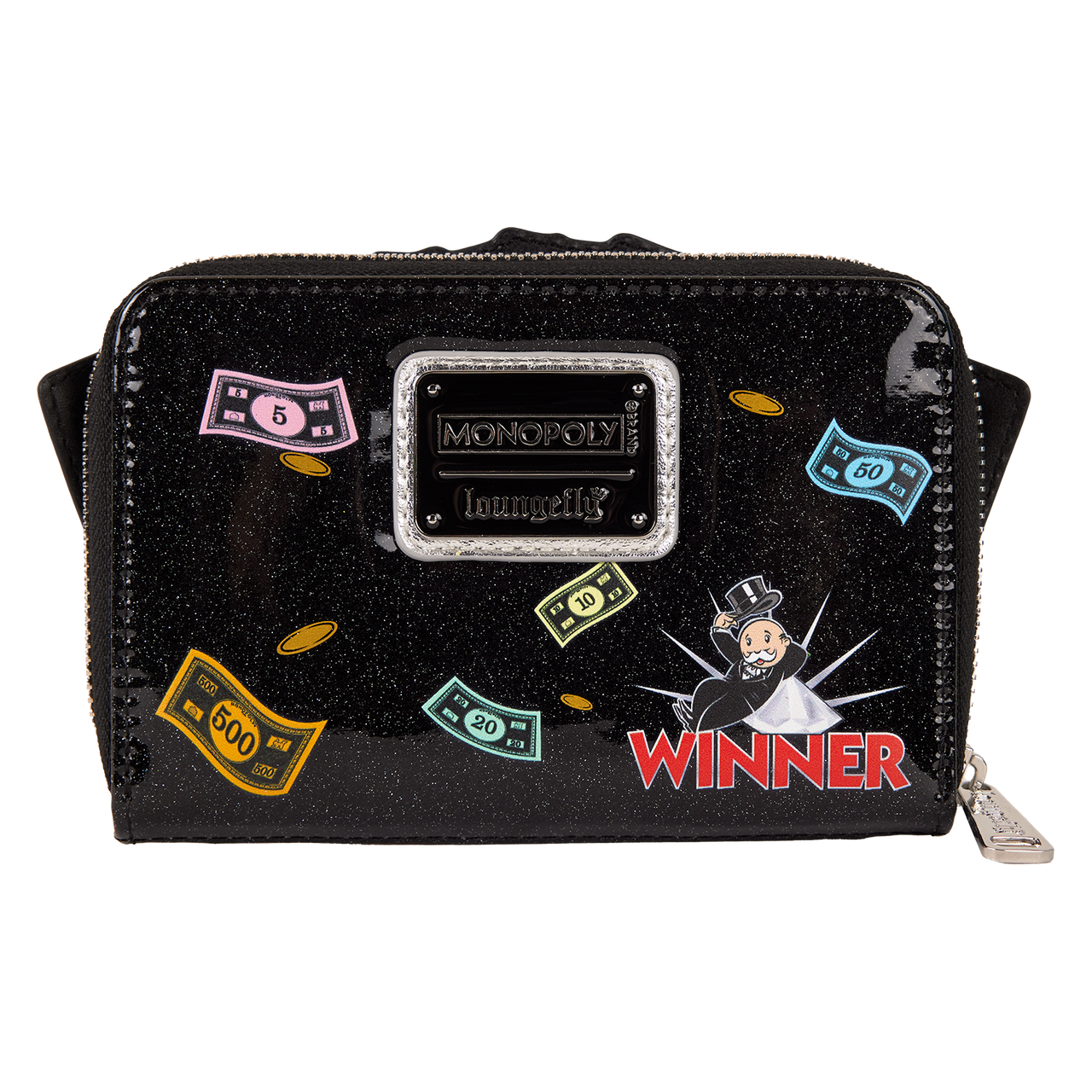 Monopoly collectors Loungefly Backpack, matching wallet, and Hat Set Amazon.com: Loungefly Hasbro Monopoly Money Zip Around  main image 2