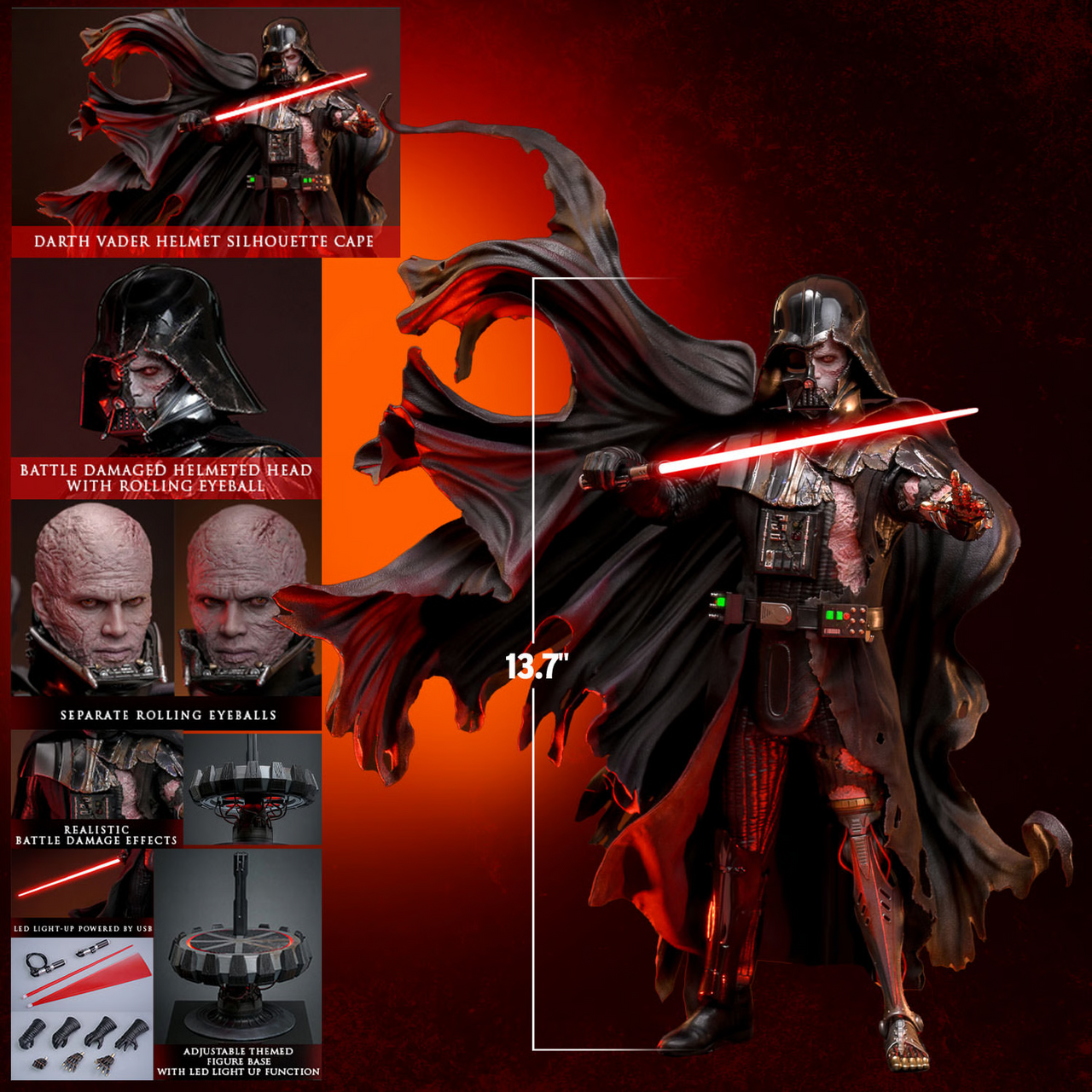 Darth Vader Battle Damaged 　ホットトイズ Hot Toys Star Wars Darth Vader Battle Damaged Deluxe Version 1/6