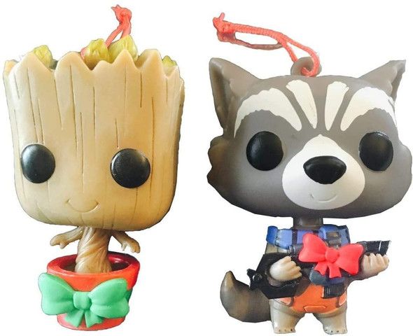 Groot and Rocket Pop Bobblers Hanging Christmas Ornaments