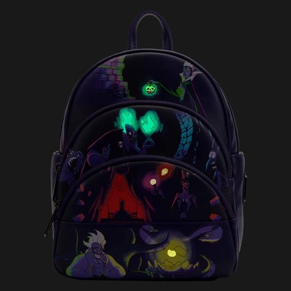 Loungefly Disney Villains Triple Pocket Glow In The Dark Mini Backpack