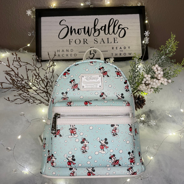 Loungefly Disney Mickey & Minnie Snowball Fight Mini Backpack Exclusive
