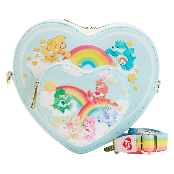 Loungefly Care Bears Heart Cloud Party Rainbow Strap Cross Body Bag