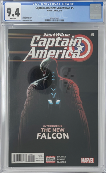 Captain America Sam Wilson 5 CGC 9.4 1st Joaquin Torres Falcon Cover
