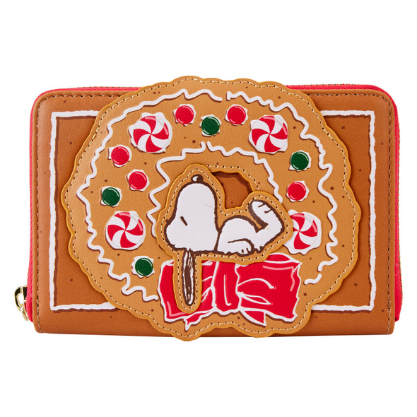 Loungefly Peanuts Snoopy Gingerbread Wreath Zip Around Wallet