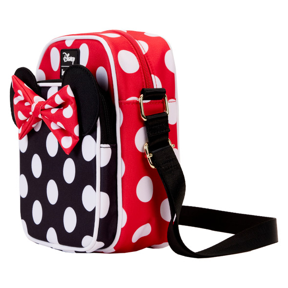 Loungefly Disney Minnie Rocks The Dots Figural Bow Cross Body Bag 