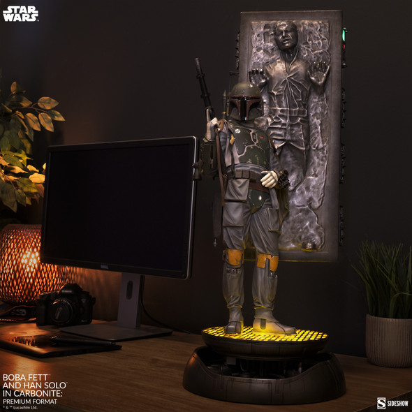 Boba Fett and Han Solo in Carbonite Premium Format Figure