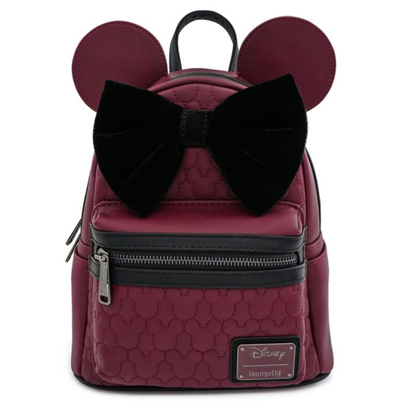 Loungefly Disney Minnie Velvet Bow Quilted Mini Backpack