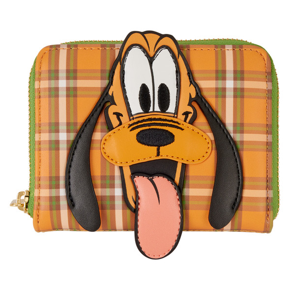 Loungefly Disney Pluto 95th Anniversary Plaid Zip Around Wallet