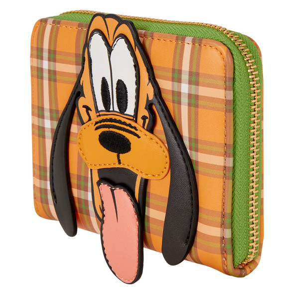 Loungefly Disney Pluto 95th Anniversary Plaid Zip Around Wallet