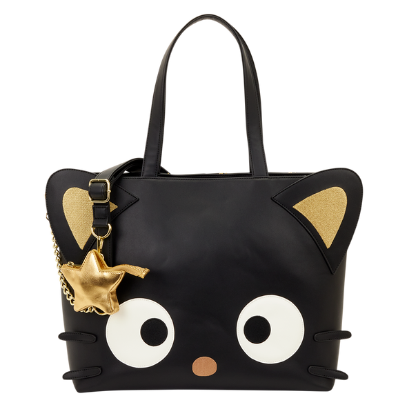 Sanrio Chococat Stars Tote Crossbody Bag with removable gold star coin pouch and faux leather kawaii character design