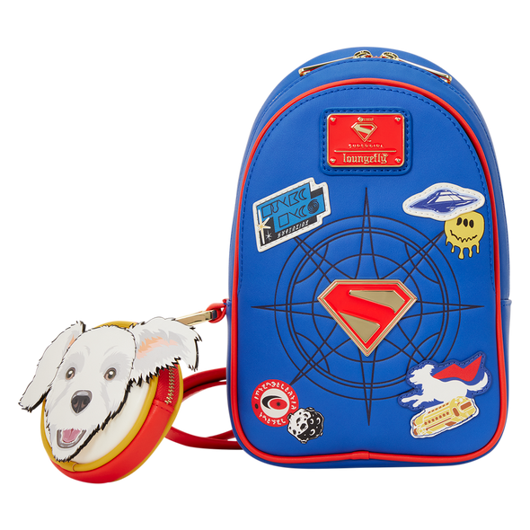 DC Comics Supergirl Krypto Sling Crossbody Bag with detachable Krypto coin pouch and superhero-inspired design