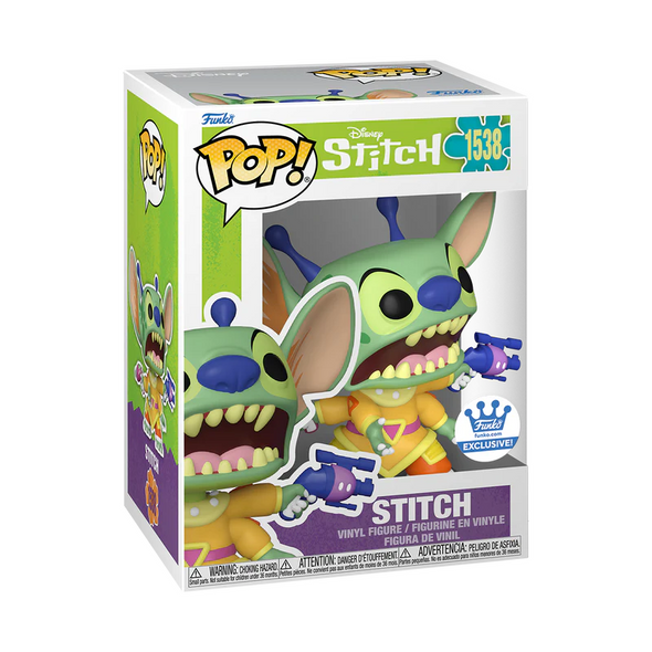 Disney Stitch Funko Pop! #1538 Funko Shop Exclusive vinyl figure featuring Stitch with futuristic blaster