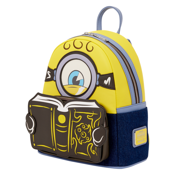 Official Loungefly Minions mini backpack featuring a Minion reading a storybook