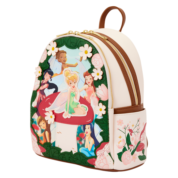 Official Loungefly Disney Fairies mini backpack with Tinker Bell, Silvermist, Rosetta, Fawn, Iridessa, and Vidia