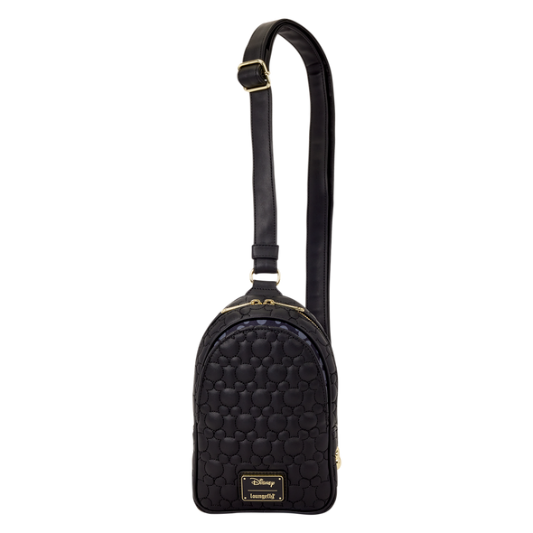 Loungefly Disney Mickey Mouse Silhouette Sling Crossbody Bag with quilted black design