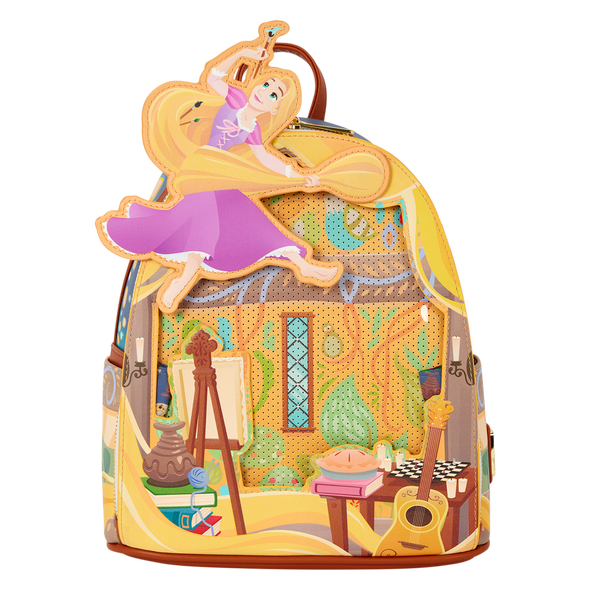 Official Loungefly Rapunzel mini backpack inspired by Disney's Tangled with interactive moving feature
