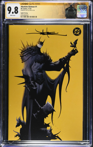 Jae Lee's Absolute Batman #1 eighth printing cover, signed by Lee and graded CGC Signature Series 9.8 with White Pages.