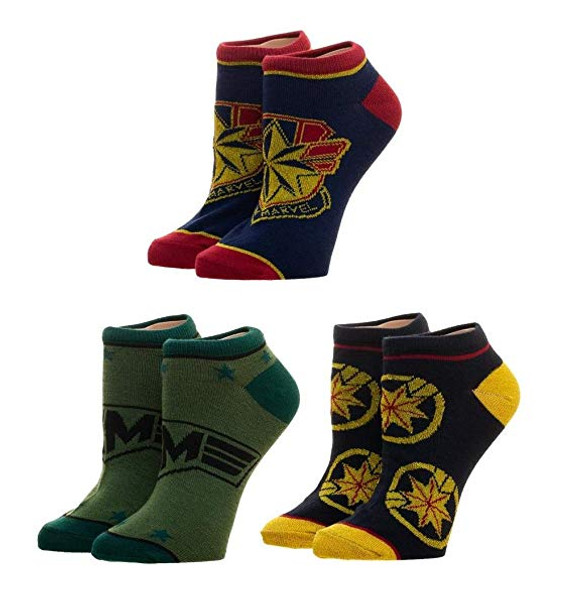 Marvel Captain Marvel Juniors’ Ankle Socks - 3-Pack