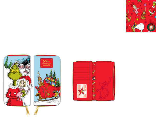 Loungefly Dr. Seuss The Grinch Loves The Holidays Zip Around Wallet