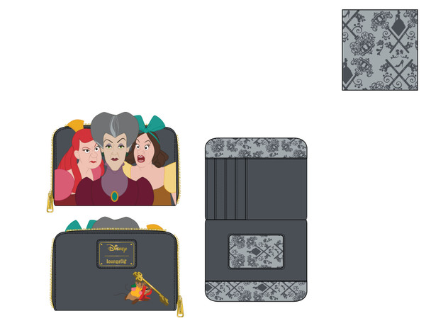 Loungefly Disney Villains Scene Evil Stepmother And Step Sisters Zip Around Wallet