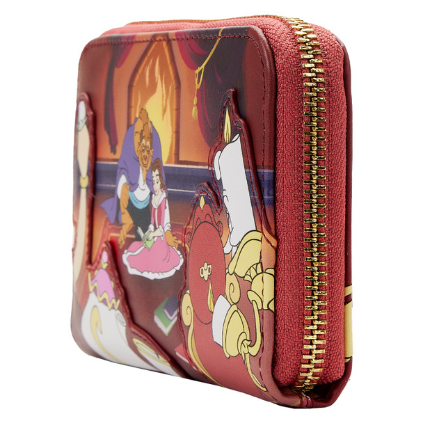 Loungefly Disney Beauty And The Beast Fireplace Scene Zip Around Wallet