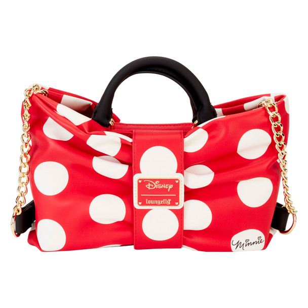 Loungefly Disney Minnie Rocks The Dots Figural Bow Cross Body Bag