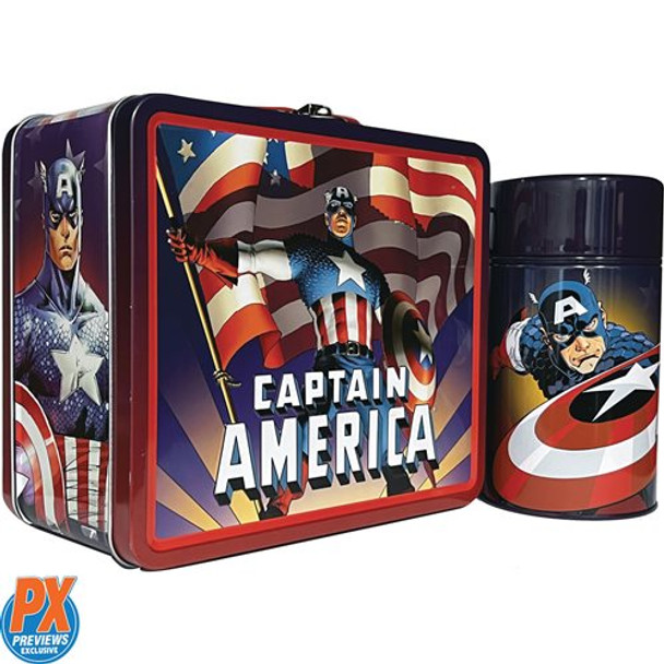 Captain America Tin Titans Lunch Box with Thermos