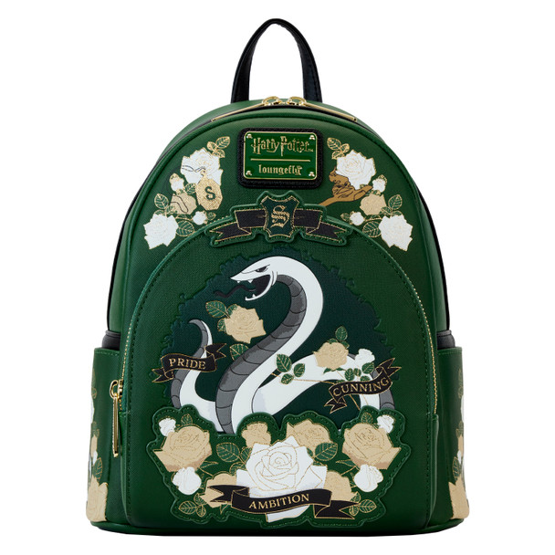 Loungefly Harry Potter Slytherin House Floral Tattoo Mini Backpack