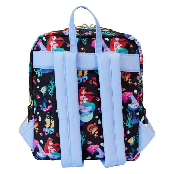 Loungefly The Little Mermaid 35th Anniversary Life is the Bubbles All-Over Print Nylon Square Mini Backpack