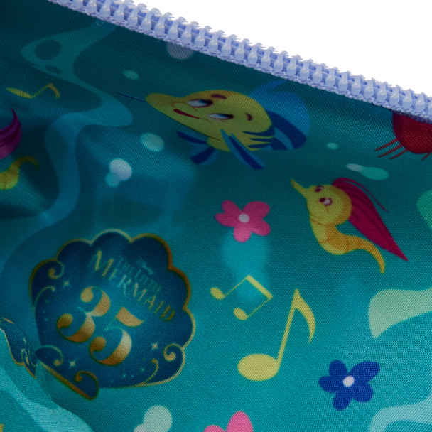 Loungefly The Little Mermaid 35th Anniversary Life is the Bubbles All-Over Print Nylon Zipper Pouch Wristlet