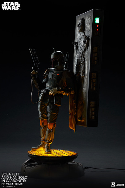 Boba Fett and Han Solo in Carbonite Premium Format Figure