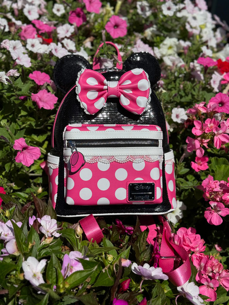 Loungefly Pink Polka Dots Cosplay Minnie Sequin Mini Backpack Exclusive