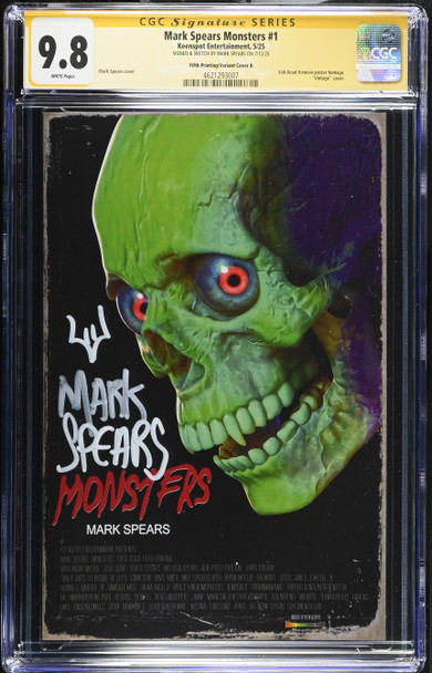  Mark Spears’ Monsters #1 (5th Print 1:20 Evil Dead Homage Variant) CGC 9.8 Signature Series – Signed by Mark Spears