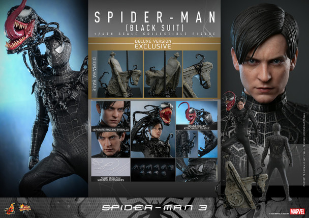 Spider-Man (Black Suit) Deluxe Version Sixth Scale Figure by Hot Toys