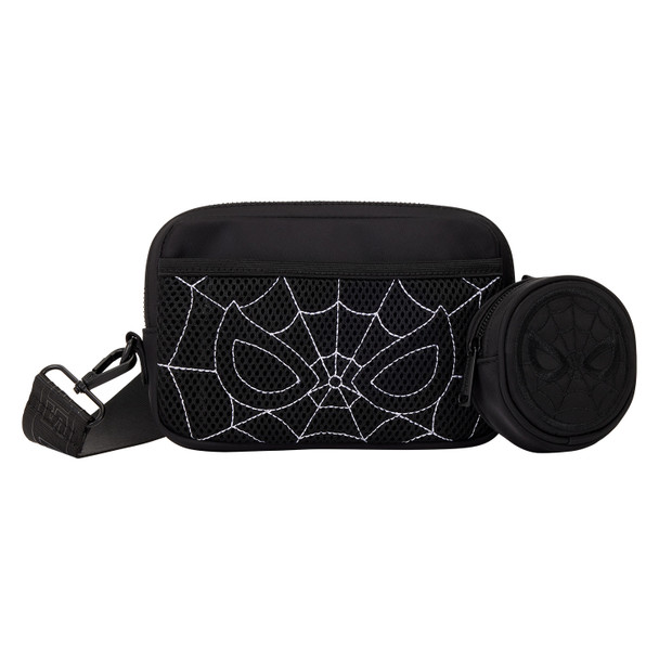Loungefly Spider-Man Black & White Suit Sling Crossbody Bag with Coin Bag