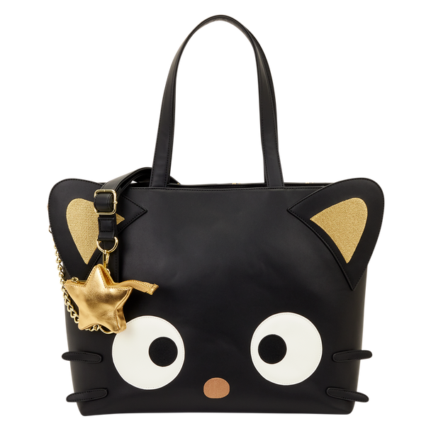 Sanrio Chococat Stars Tote Crossbody Bag with removable gold star coin pouch and faux leather kawaii character design