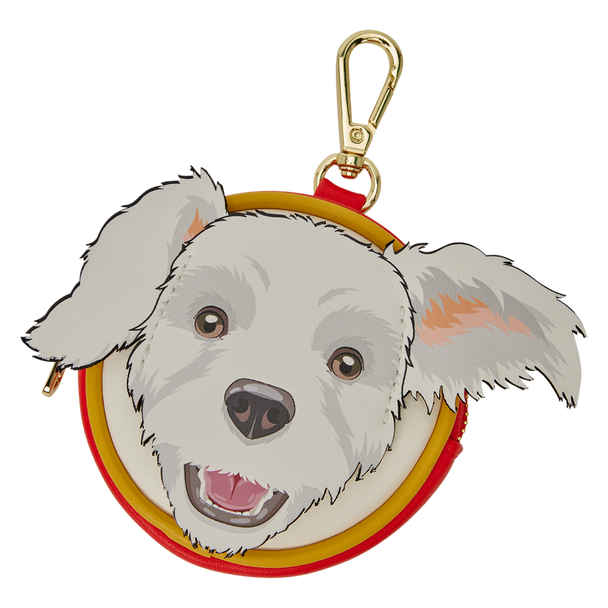 Supergirl faux leather sling crossbody bag featuring comic-inspired patches and Krypto accessory pouch