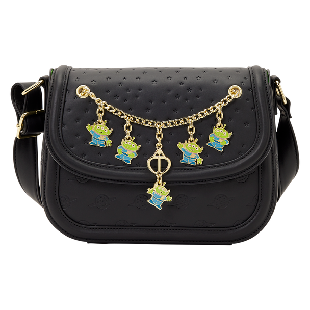 Disney Pixar Toy Story Aliens Charm Crossbody Bag with Little Green Men enamel charms and embossed space design