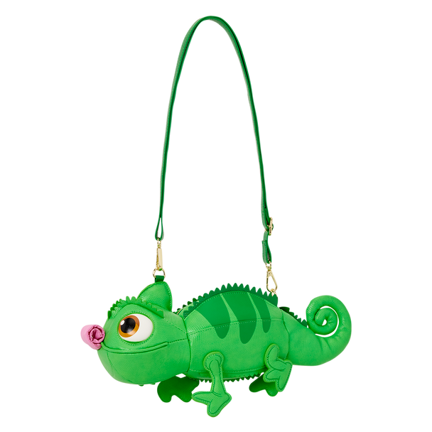 Loungefly Disney Tangled Pascal figural crossbody bag with extending tongue