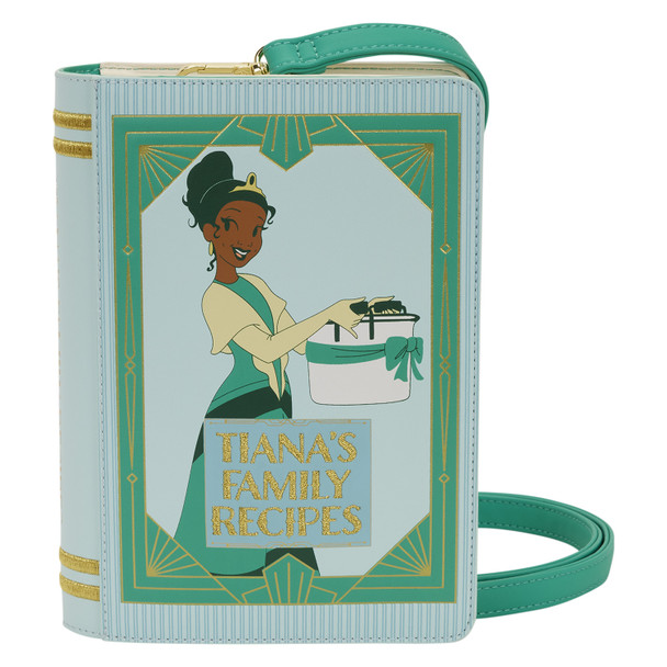 Loungefly Disney Tiana Recipe Book Crossbody Bag inspired by Tiana's Family Recipes from The Princess and the Frog.