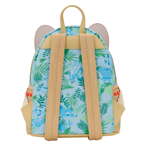 Loungefly Disney Zootopia 2 Judy Hopps cosplay mini backpack with embroidered bunny face, large 3D ears and blue tropical Hawaiian print