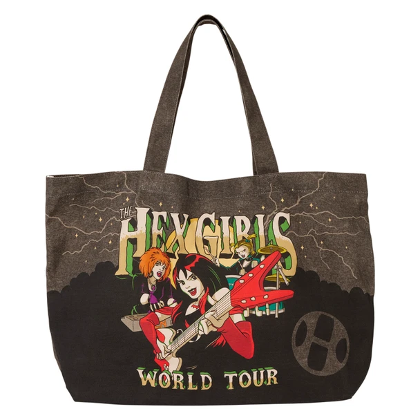 Thorn, Dusk and Luna take center stage on the Loungefly Scooby-Doo The Hex Girls World Tour Tote Bag.