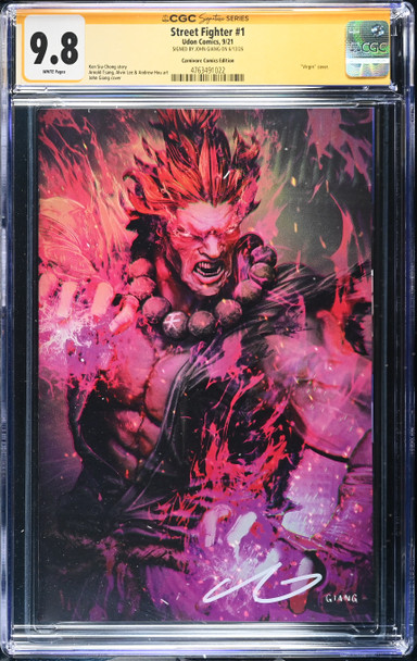 John Giang's Akuma virgin cover for Street Fighter #1, signed by Giang and graded CGC Signature Series 9.8.